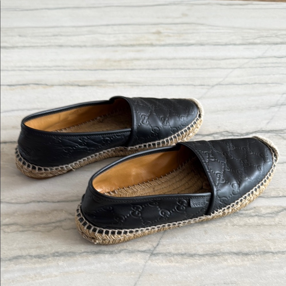 Gucci Black Leather Espadrilles